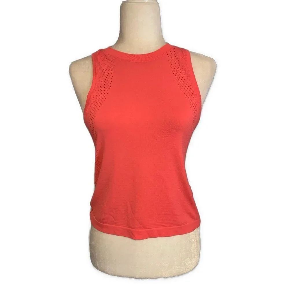 Lululemon Womens Solid Hot Pink Crop Crew Neck Light Weight Tank Top 2 Xs